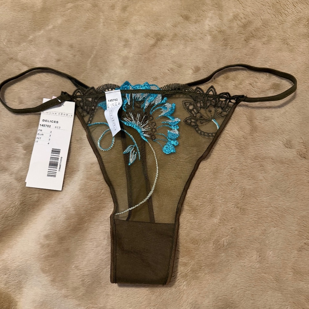 Simone Perele Delices Sheer Thong Panty L NWT